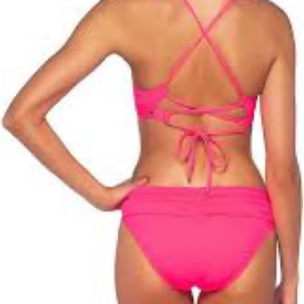 Cupshe Hot Pink Strappy Back Bikini Set Size XL NWT Two Piece Swimsuit Beachwear